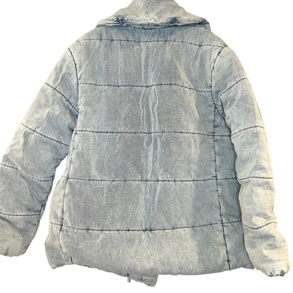 Anthropologie‎ Avec Les Fille Quilted Denim Jacket Puffer Tie Wrap Oversized S - Picture 8 of 10